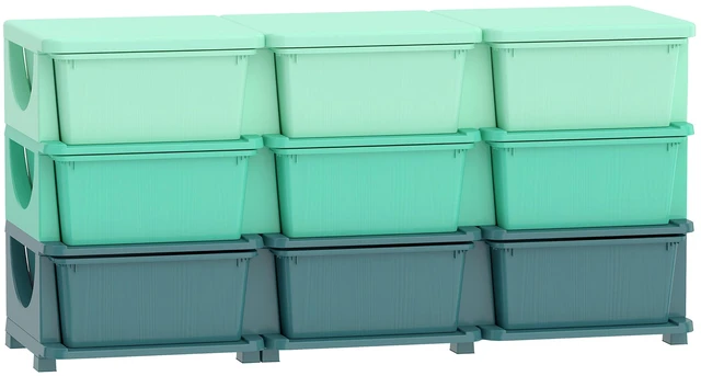 Main image of 9 Drawers Kids Storage Unit, 3 Tier Stackable Toy Organizers and Storage Chest for Playroom Living Boys Girls Toddlers