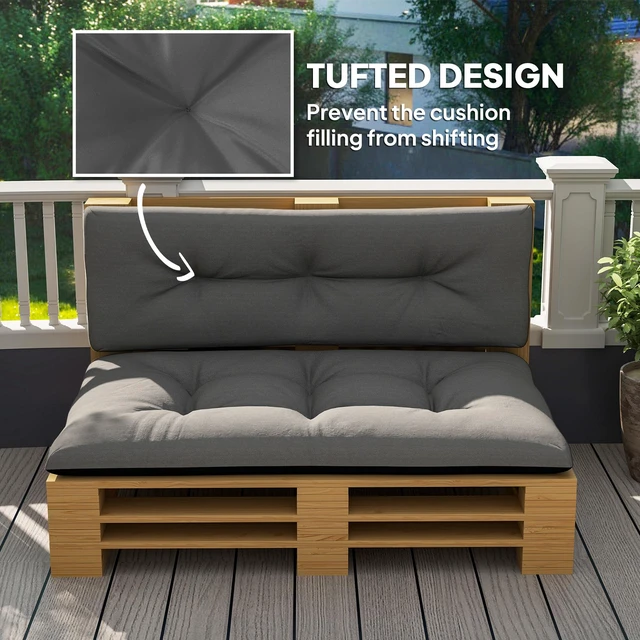 Alt view image 4 of 7 - Seater Pallet Cushions Outdoor 3.9 in Replacement Pallet Sofa Cushions, Tufted Replacement Pads for Garden Patio, Black