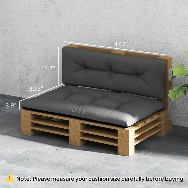 Alt view image 7 of 7 - Seater Pallet Cushions Outdoor 3.9 in Replacement Pallet Sofa Cushions, Tufted Replacement Pads for Garden Patio, Black