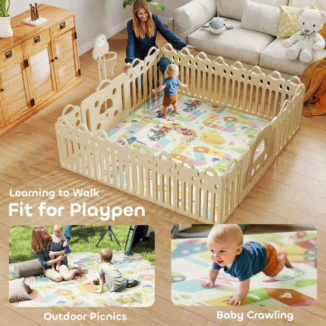 Alt view image 2 of 7 - Foldable and Reversible Baby Play Mat, Inchx 71 Inch Foam Floor Mat Non-Slip Waterproof Crawling for Infants Babies