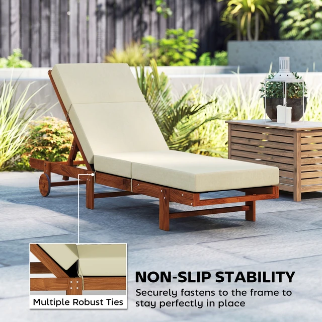 Alt view image 4 of 7 - Set Chaise Lounge Cushion, 4 Inch Outdoor Lounge Chair Cushions with Non-Slip Ties Water Resistant and Fade Resistant