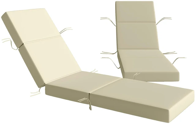 Main image of Set Chaise Lounge Cushion, 4 Inch Outdoor Lounge Chair Cushions with Non-Slip Ties Water Resistant and Fade Resistant
