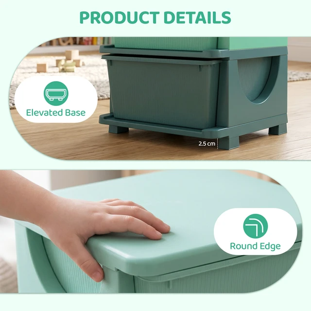 Alt view image 5 of 7 - 3 Drawers Kids Storage Unit, 3 Tier Stackable Toy Organizers and Storage Chest for Playroom Living Boys Girls Toddlers