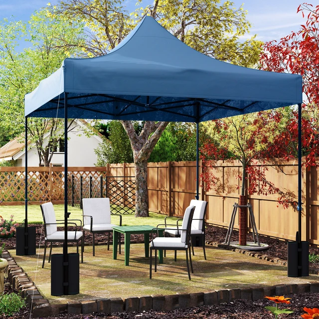 Alt view image 4 of 7 - 10 Canopy Replacement Cover with Weight Bags and Drainage Holes, Pop Canopy Cover Replacement Top, Navy Blue, Oxford
