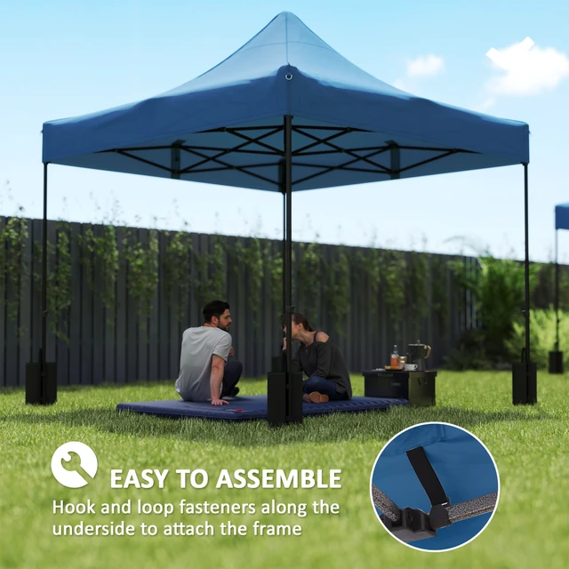 Alt view image 6 of 7 - 10 Canopy Replacement Cover with Weight Bags and Drainage Holes, Pop Canopy Cover Replacement Top, Navy Blue, Oxford
