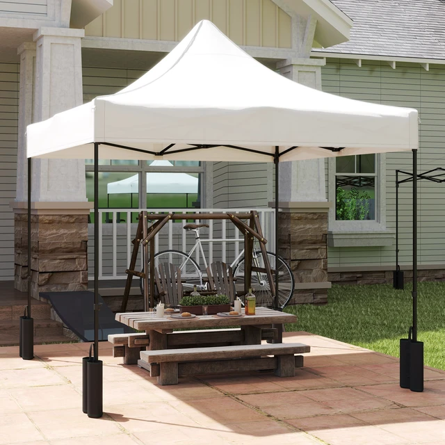 Alt view image 3 of 7 - 10 Canopy Replacement Cover with Weight Bags and Drainage Holes, Pop Canopy Cover Replacement Top, White, Oxford