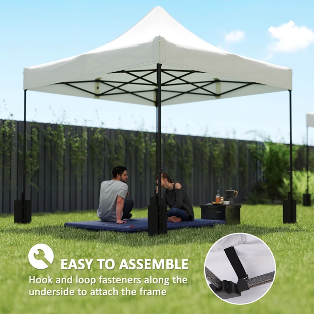 Alt view image 4 of 7 - 10 Canopy Replacement Cover with Weight Bags and Drainage Holes, Pop Canopy Cover Replacement Top, White, Oxford