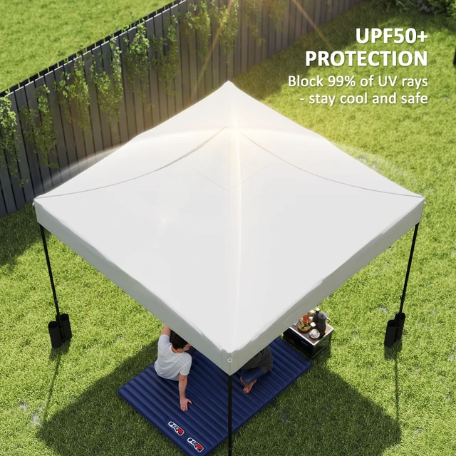 Alt view image 6 of 7 - 10 Canopy Replacement Cover with Weight Bags and Drainage Holes, Pop Canopy Cover Replacement Top, White, Oxford