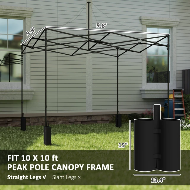 Alt view image 7 of 7 - 10 Canopy Replacement Cover with Weight Bags and Drainage Holes, Pop Canopy Cover Replacement Top, White, Oxford