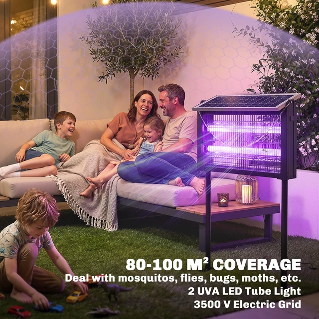 Alt view image 3 of 7 - Solar Zapper Outdoor, Electric Zapper with 14 ft Extension Cord Indoor USB Charging Killer with Dusk To-Dawn Control