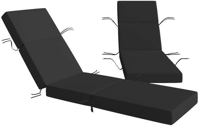 Main image of Set Chaise Lounge Cushion, 4 Inch Outdoor Lounge Chair Cushions with Non-Slip Ties Water Resistant and Fade Resistant