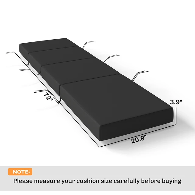 Alt view image 7 of 7 - Chaise Lounge Cushion, 4 Inch Outdoor Lounge Chair Cushion with Non-Slip Ties Water Resistant and Fade Resistant