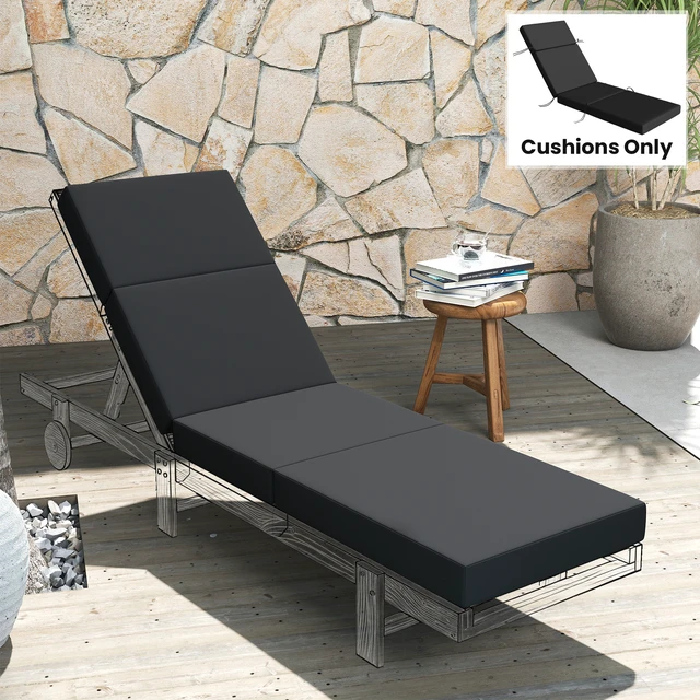 Alt view image 2 of 7 - Chaise Lounge Cushion, 4 Inch Outdoor Lounge Chair Cushion with Non-Slip Ties Water Resistant and Fade Resistant