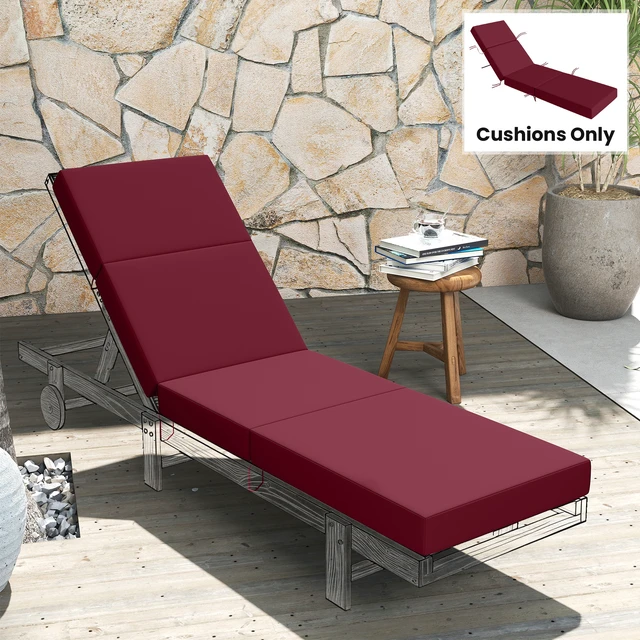 Alt view image 2 of 7 - Chaise Lounge Cushion, 4 Inch Outdoor Lounge Chair Cushion with Non-Slip Ties Water Resistant and Fade Resistant