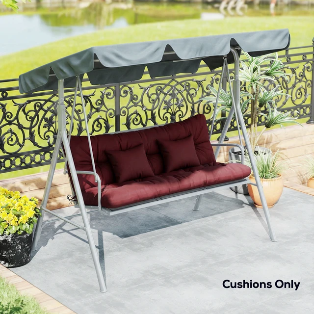 Alt view image 2 of 7 - 59 Inch Tufted Bench Cushions and Throw Pillows, 4 Piece Swing Cushion Set Indoor Outdoor Replacement Bench Seat Pad