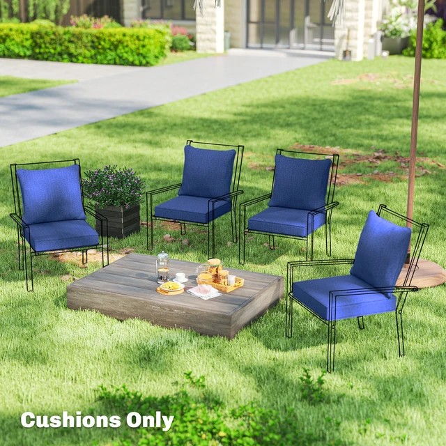 Alt view image 2 of 7 - Outdoor Chair Cushions Set, Fade Resistant 24 in Deep Seat Patio Cushions for Chair Sofa and Outdoor Furniture