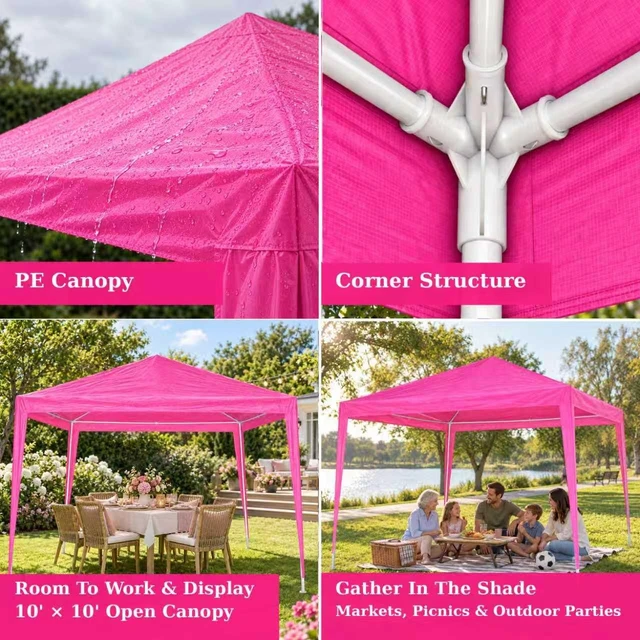 Main image of 10 Outdoor Garden Gazebo Wedding Party Tent Canopy Marquee Without Sidewalls, Pink, Metal