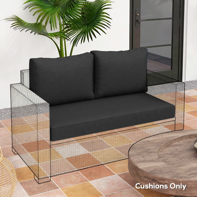 Alt view image 2 of 7 - 2 Seat Patio Furniture Cushions, 46 26 5 in Outdoor Loveseat Cushion Set with Removable Cover Fade Resistant