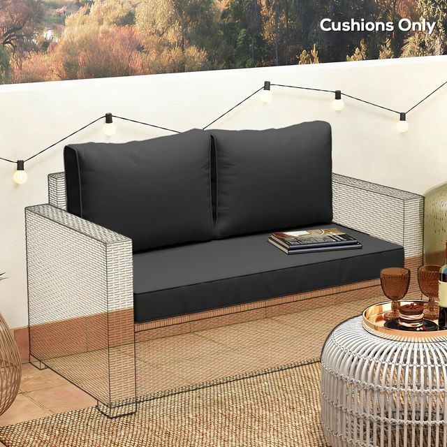 Alt view image 3 of 7 - 2 Seat Patio Furniture Cushions, 46 26 5 in Outdoor Loveseat Cushion Set with Removable Cover Fade Resistant