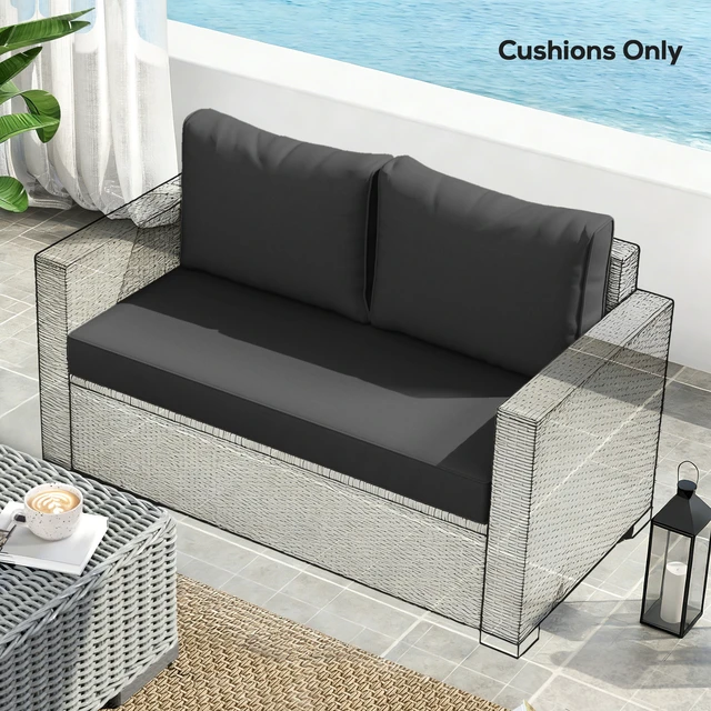 Alt view image 4 of 7 - 2 Seat Patio Furniture Cushions, 46 26 5 in Outdoor Loveseat Cushion Set with Removable Cover Fade Resistant