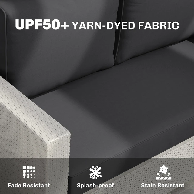 Alt view image 6 of 7 - 2 Seat Patio Furniture Cushions, 46 26 5 in Outdoor Loveseat Cushion Set with Removable Cover Fade Resistant