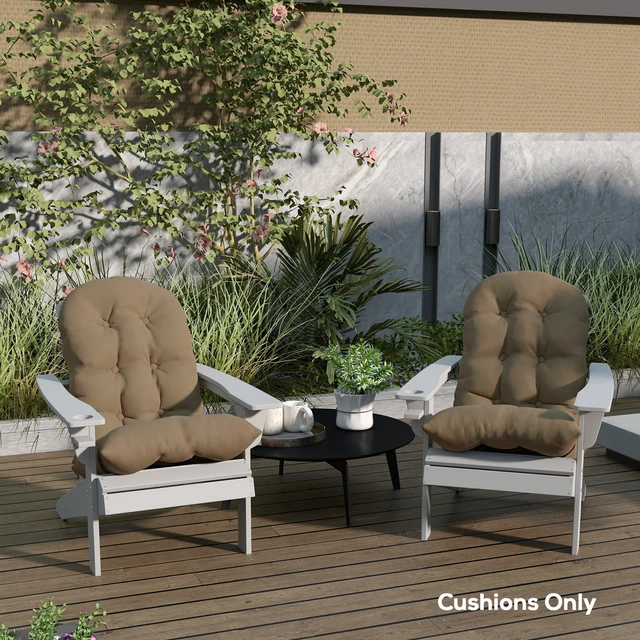 Alt view image 2 of 7 - Outdoor Adirondack Chair Cushions Set, Tufted High Back Patio Chair Cushions with Ties Non-Slip Replacement Seat Pads