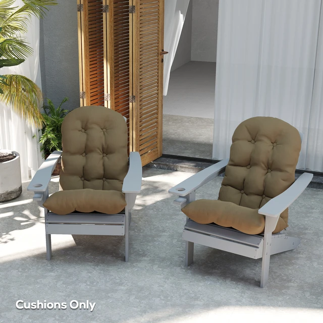 Alt view image 3 of 7 - Outdoor Adirondack Chair Cushions Set, Tufted High Back Patio Chair Cushions with Ties Non-Slip Replacement Seat Pads
