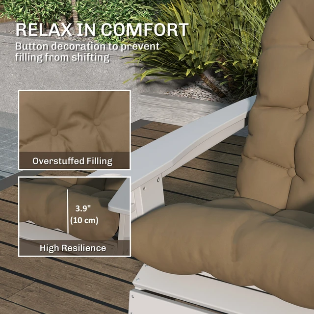 Alt view image 6 of 7 - Outdoor Adirondack Chair Cushions Set, Tufted High Back Patio Chair Cushions with Ties Non-Slip Replacement Seat Pads