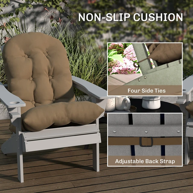 Alt view image 4 of 7 - Outdoor Adirondack Chair Cushions Set, Tufted High Back Patio Chair Cushions with Ties Non-Slip Replacement Seat Pads