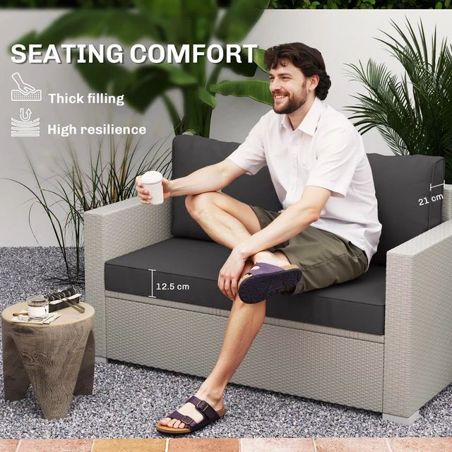 Alt view image 7 of 7 - 2 Seat Patio Furniture Cushions, 46 26 5 in Outdoor Loveseat Cushion Set with Removable Cover Fade Resistant