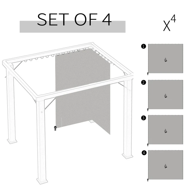 Alt view image 7 of 7 - 10 Universal Gazebo Sidewall Set with Panels, Hooks and Rings Included for Pergolas and Cabanas, Light Gray, Polyester