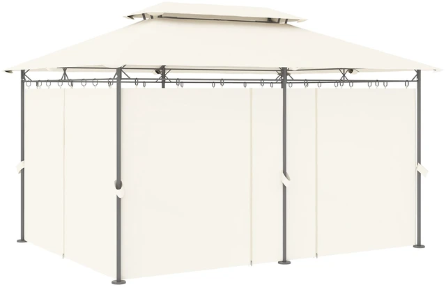 Main image of 10 Patio Gazebo, Double Roof Outdoor Gazebo Canopy Shelter with Curtains Solid Metal Frame for Garden Lawn and Deck