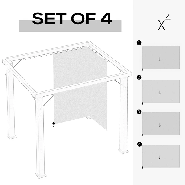 Alt view image 6 of 7 - 10 Universal Gazebo Sidewall Set with Panels, Hooks and Rings Included for Pergolas and Cabanas, Light Gray, Polyester