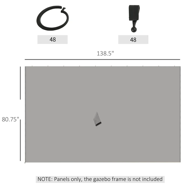 Alt view image 7 of 7 - 10 Universal Gazebo Sidewall Set with Panels, Hooks and Rings Included for Pergolas and Cabanas, Light Gray, Polyester