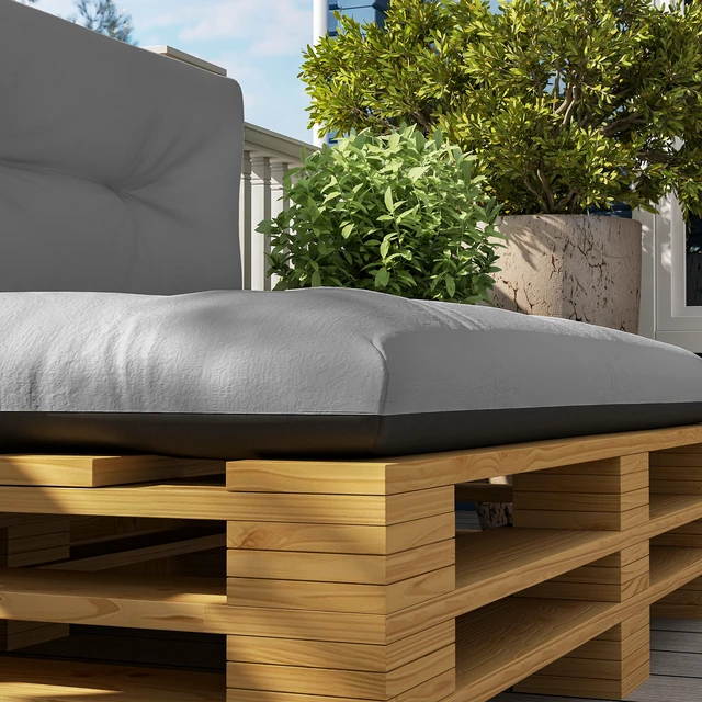Alt view image 4 of 7 - Seater Pallet Cushions Outdoor 3.9 in Replacement Pallet Sofa Cushions, Tufted Replacement Pads for Garden Patio, Light