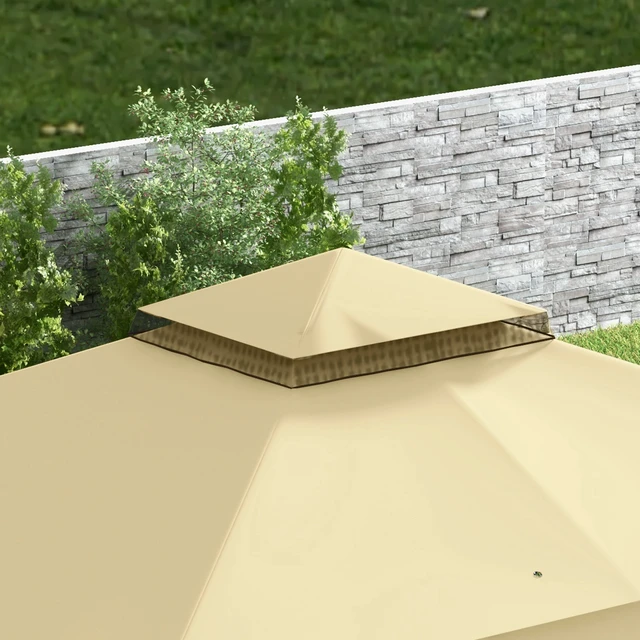 Alt view image 2 of 7 - 10 Patio Gazebo, Double Roof Outdoor Gazebo Canopy Shelter with Netting and Curtains Solid Metal Frame for Garden