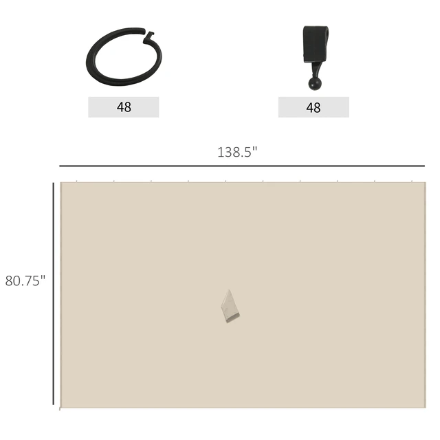 Alt view image 7 of 7 - 10 Universal Gazebo Sidewall Set with Panels, Hooks and Rings Included for Pergolas and Cabanas, Beige, Polyester