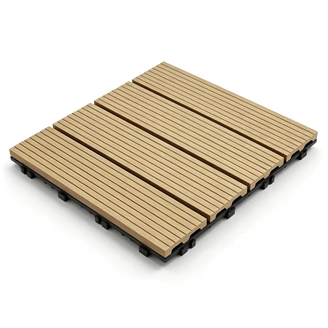 Main image of Interlocking WPC Deck Tiles Inchx11.8, Plastic Composite Patio Floor Tiles Waterproof Drainage Outdoor Flooring