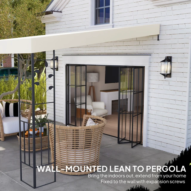 Alt view image 4 of 7 - 10 Outdoor Pergola Canopy, Metal Patio Canopy with Weather Resistant Fabric and Drainage Holes for Garden Beach