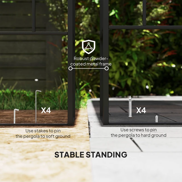Alt view image 5 of 7 - 10 Outdoor Pergola Canopy, Metal Patio Canopy with Weather Resistant Fabric and Drainage Holes for Garden Beach