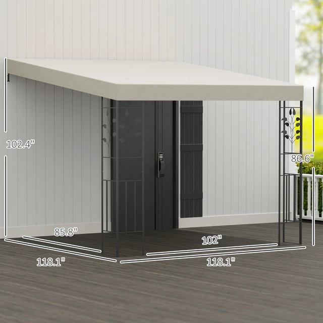 Alt view image 7 of 7 - 10 Outdoor Pergola Canopy, Metal Patio Canopy with Weather Resistant Fabric and Drainage Holes for Garden Beach