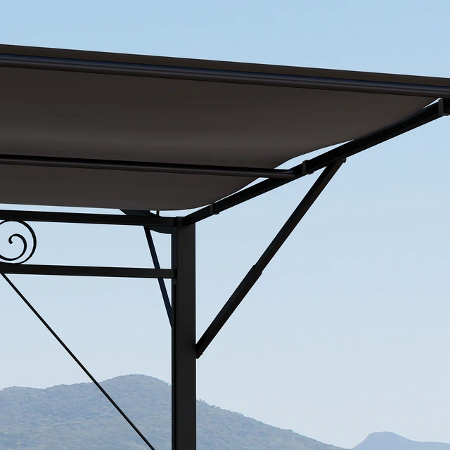 Alt view image 3 of 7 - 10 Outdoor Pergola and Patio Gazebo, Extendable Side Awning Sun Shade Shelter for Garden Camper Deck Doors