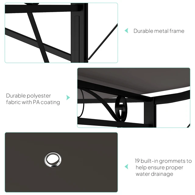 Alt view image 4 of 7 - 10 Outdoor Pergola and Patio Gazebo, Extendable Side Awning Sun Shade Shelter for Garden Camper Deck Doors