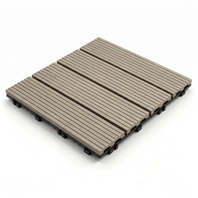 Main image of Interlocking WPC Deck Tiles Inchx11.8, Plastic Composite Patio Floor Tiles Waterproof Drainage Outdoor Flooring