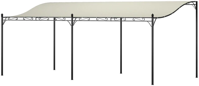 Main image of 10 Outdoor Pergola Canopy, Wall-Mounted Metal Patio Canopy with Weather Resistant Fabric and Drainage Holes