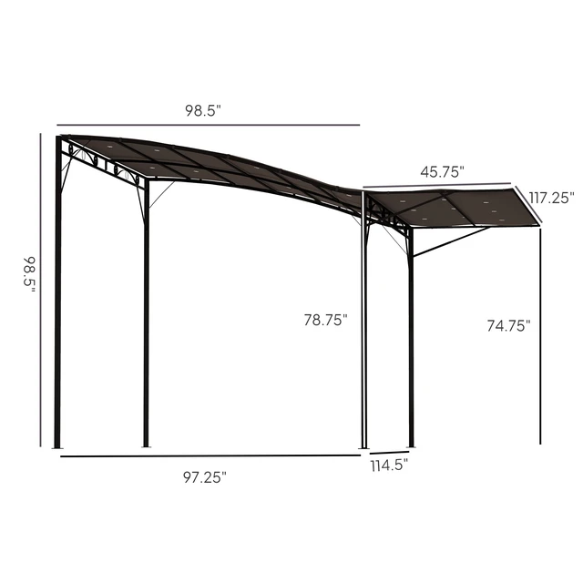 Alt view image 7 of 7 - 10 Outdoor Pergola and Patio Gazebo, Extendable Side Awning Sun Shade Shelter for Garden Camper Deck Doors