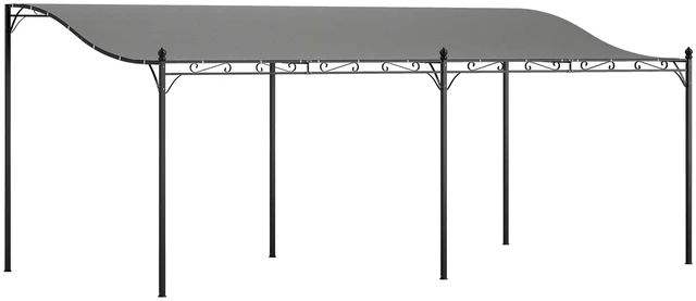 Main image of 10 Outdoor Pergola Canopy, Wall-Mounted Metal Patio Canopy with Weather Resistant Fabric and Drainage Holes