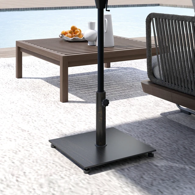 Alt view image 2 of 7 - Square Patio Umbrella Base, 29 LBS Metal Umbrella Stand Base with Adjustable Foot Pads Heavy Duty Patio Holder for 1.9