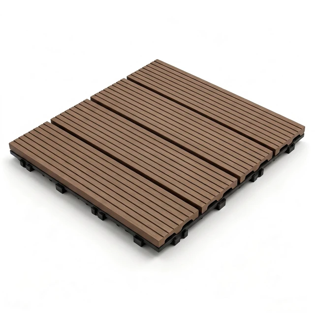 Main image of Interlocking WPC Deck Tiles Inchx11.8, Plastic Composite Patio Floor Tiles Waterproof Drainage Outdoor Flooring