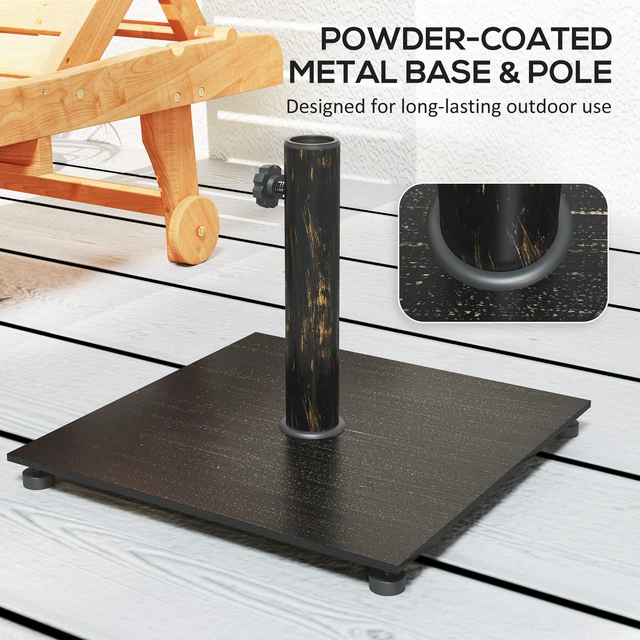 Alt view image 6 of 7 - Square Patio Umbrella Base, 29 LBS Metal Umbrella Stand Base with Adjustable Foot Pads Heavy Duty Patio Holder for 1.9